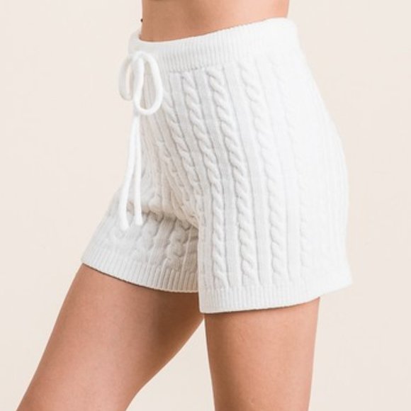 Cable Knit Soft Chenille Lounge Set IVORY - Picture 7 of 13